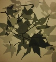 Leaves painted with acrylic paint for Color and Design