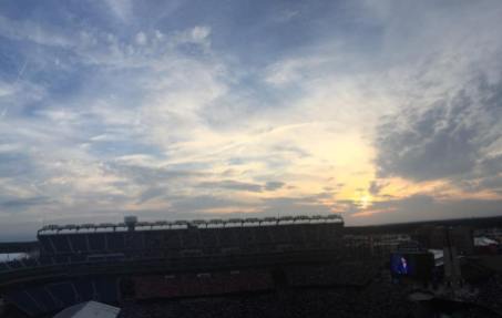 Panoramic picture of the sunset over Gillette Stadium